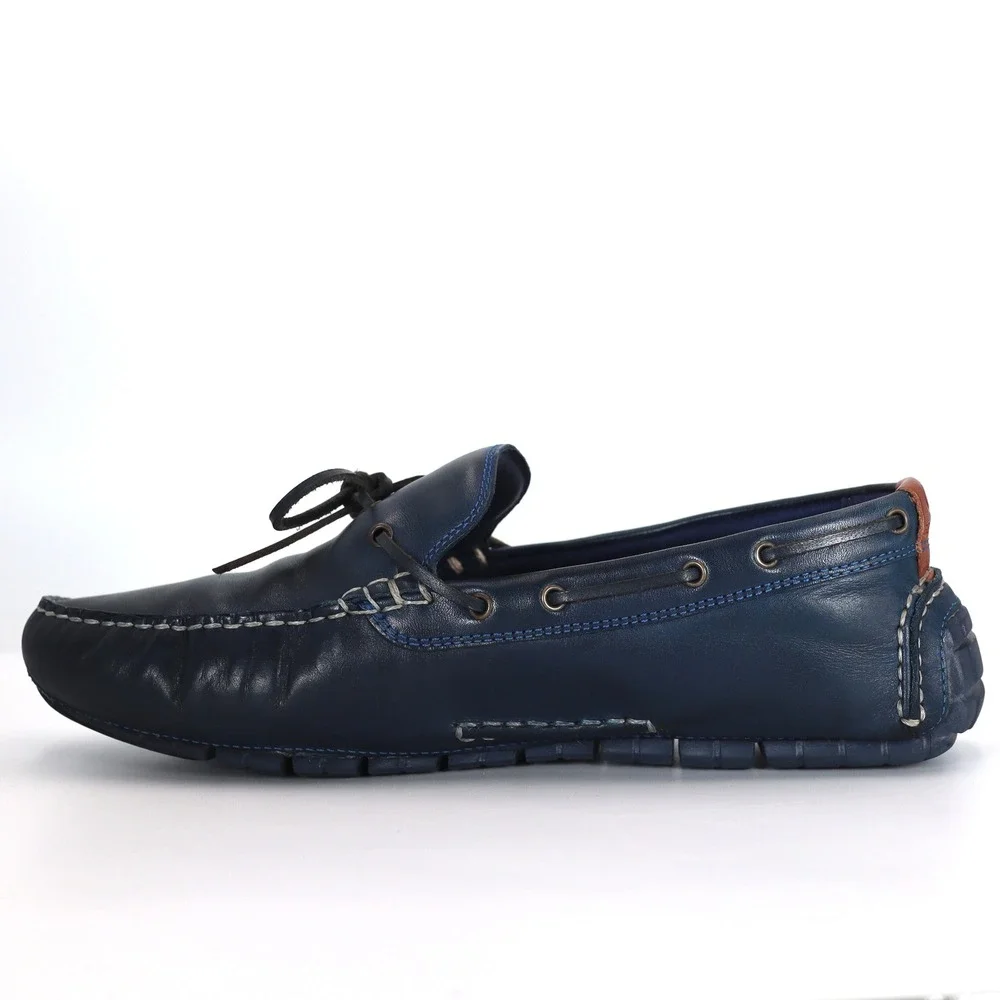 Cole Haan Zerogrand Loafers Mens 10.5 Navy Blue Leather Driving Shoes Casual
